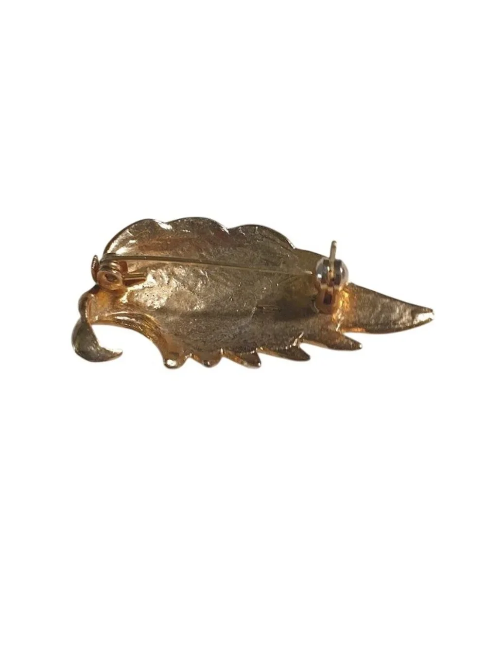 Teal Blue Enamel Gold Tone Leaf Shaped Brooch Decorative Accent Jewelry Pin Gift